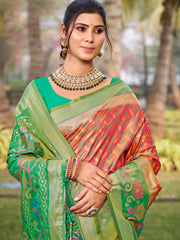 Awesome Green Color Silk Weaving Work Classic Saree